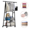 Rolling Clothes Rack With Shelves Stainless Steel Garment Organizer With Wheels 0