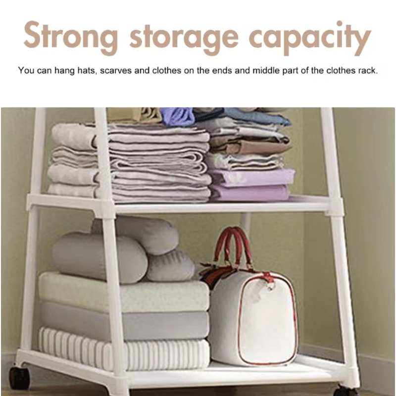 Rolling Clothes Rack With Shelves Stainless Steel Garment Organizer With Wheels 1