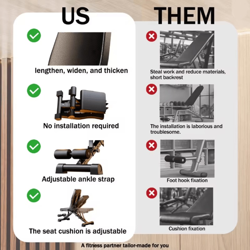 Adjustable Weight Bench Foldable Strength Training Bench For Full Body Workout 4