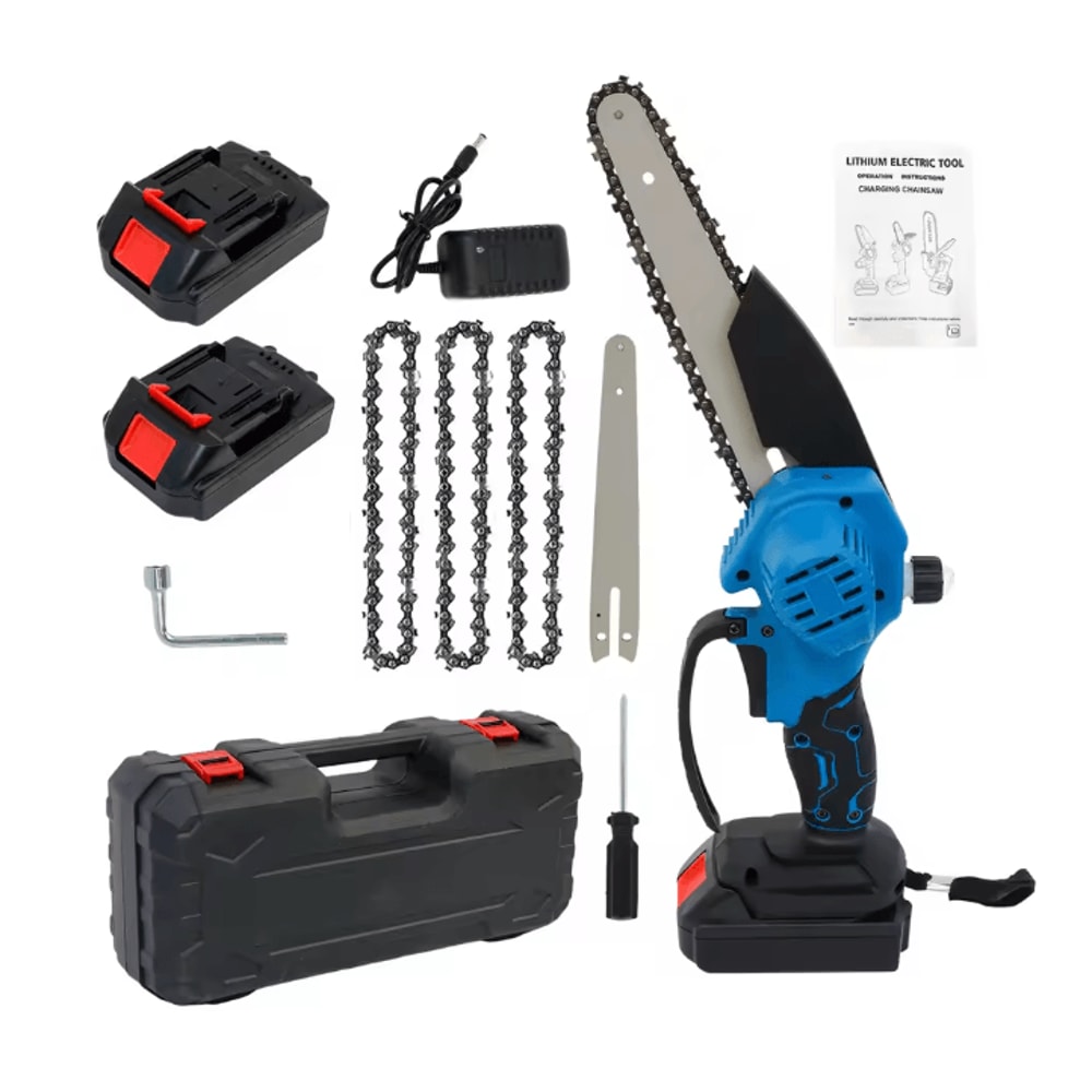 Cordless Mini Chainsaw 8 Inch Portable Wood Cutting Chain Saw With Batteries 0
