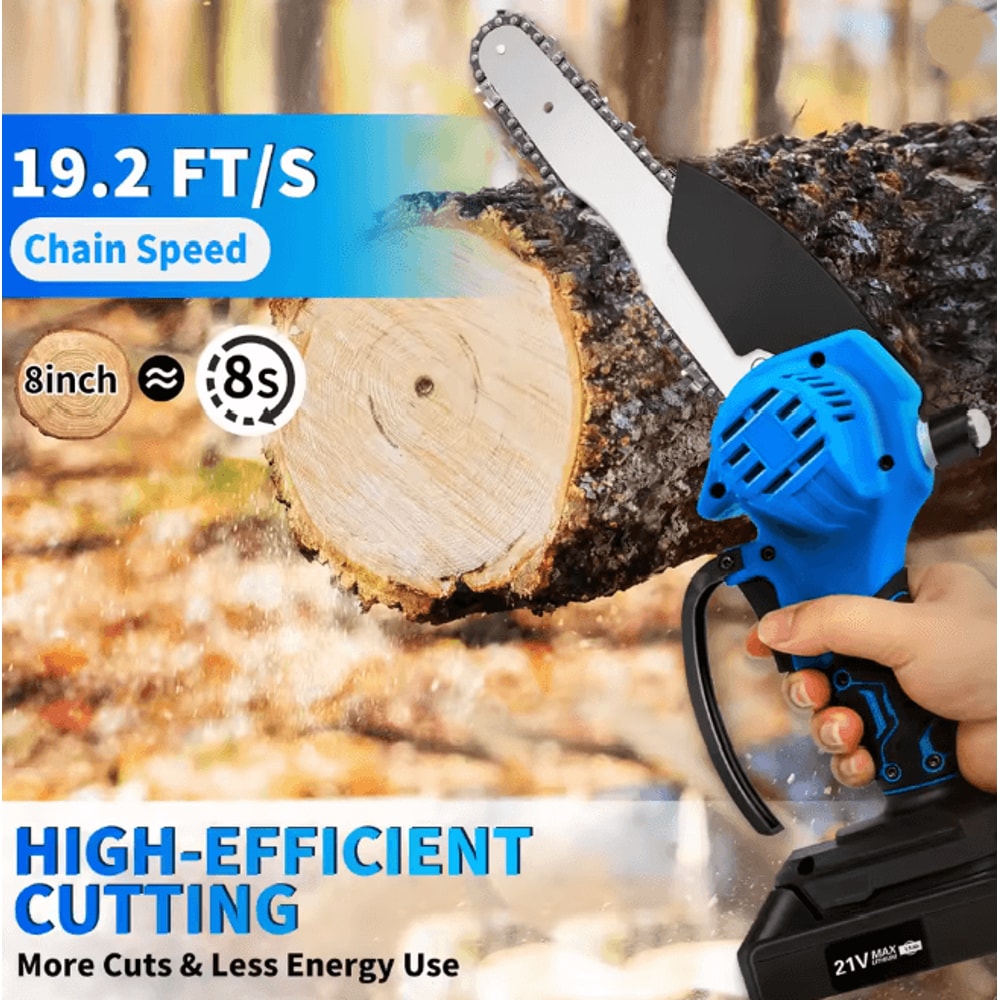 Cordless Mini Chainsaw 8 Inch Portable Wood Cutting Chain Saw With Batteries 1