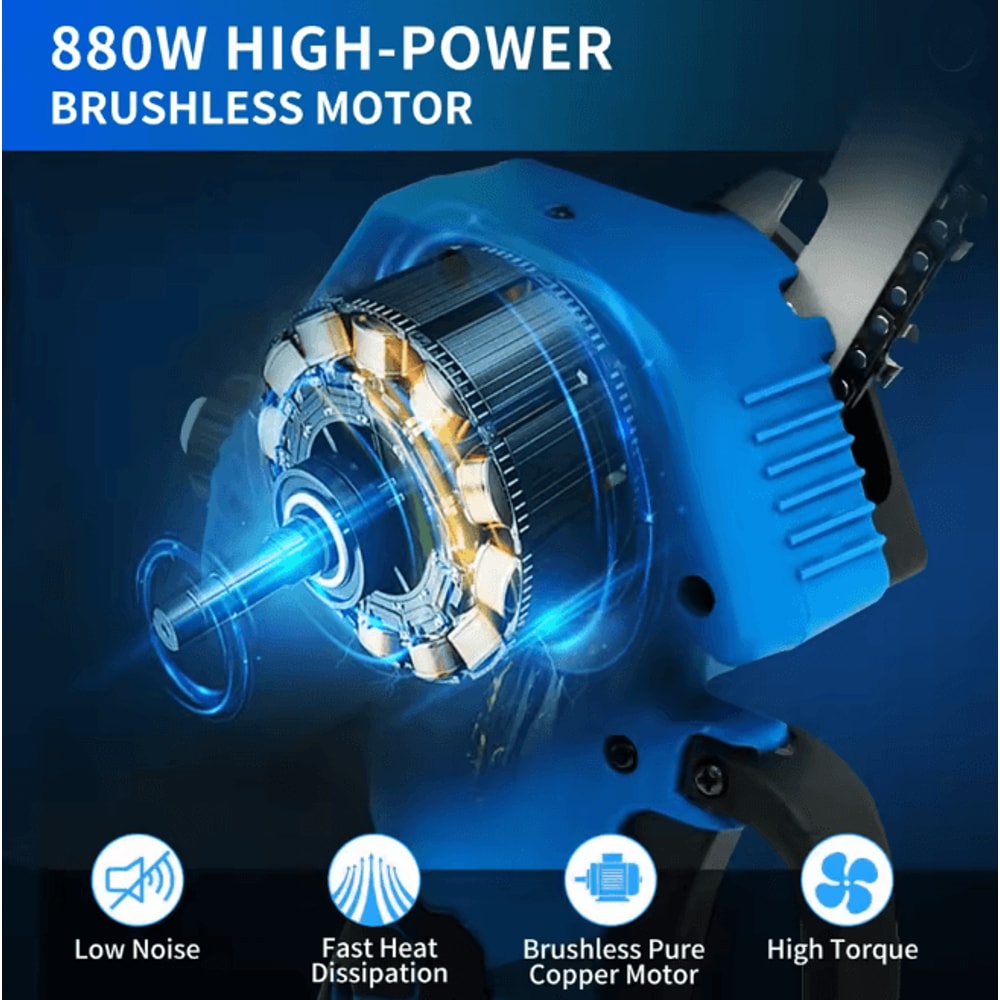 Cordless Mini Chainsaw 8 Inch Portable Wood Cutting Chain Saw With Batteries 3