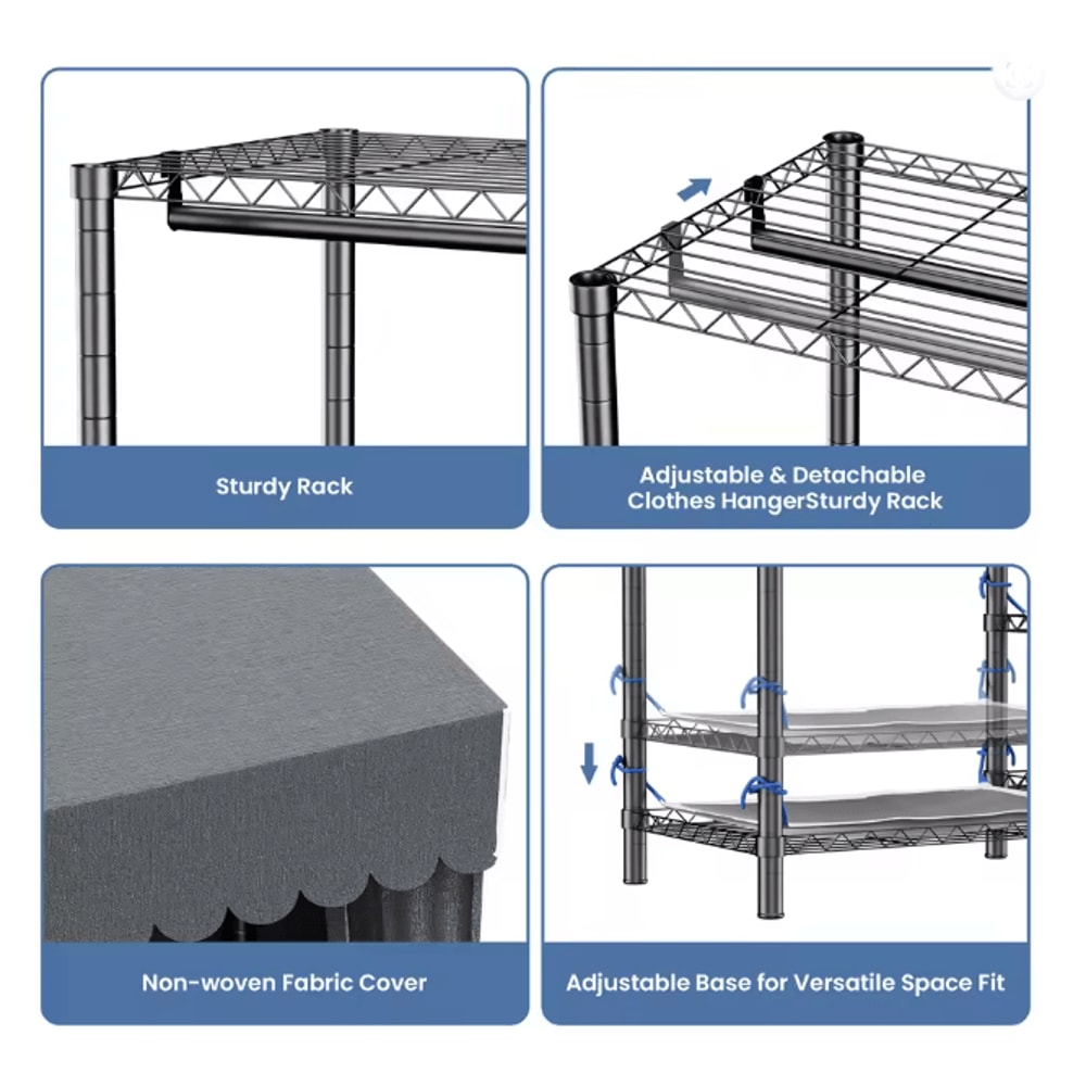 Heavy Duty Clothes Rack Storage Organizer Freestanding Wardrobe Hanging Rack 4