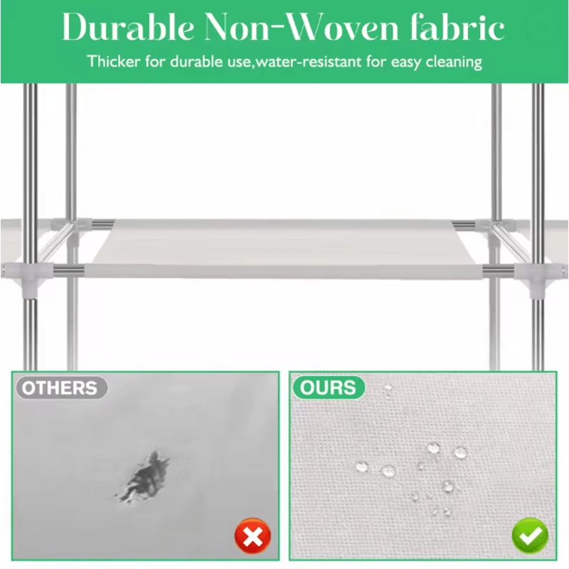 Portable Closet Wardrobe Organizer Storage Rack With Fabric Cover 3