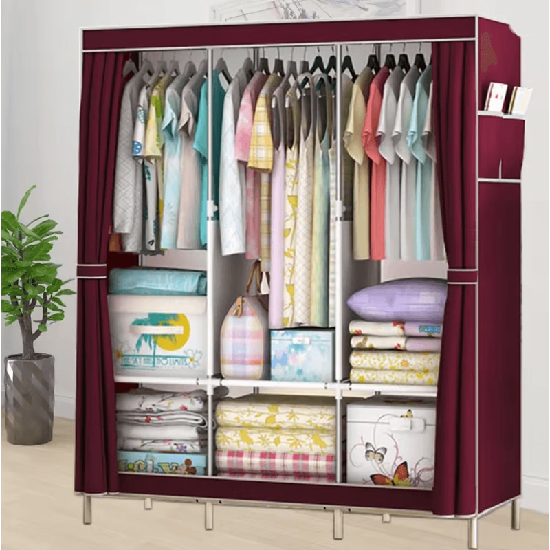 Portable Closet Wardrobe Organizer Storage Rack With Fabric Cover 5