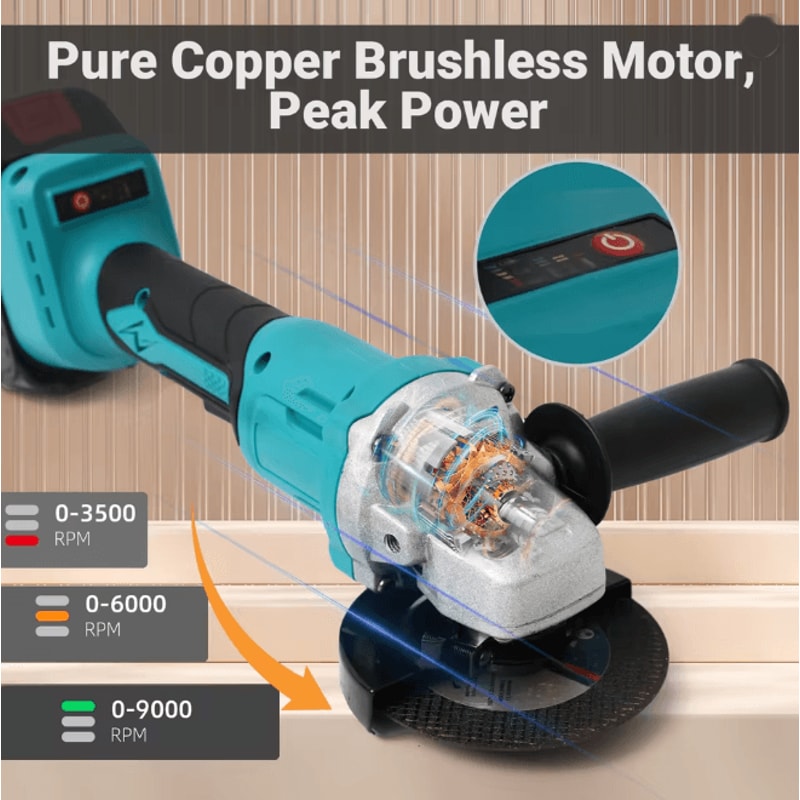 Cordless Angle Grinder Brushless Power Tool Kit With Dual Batteries 1