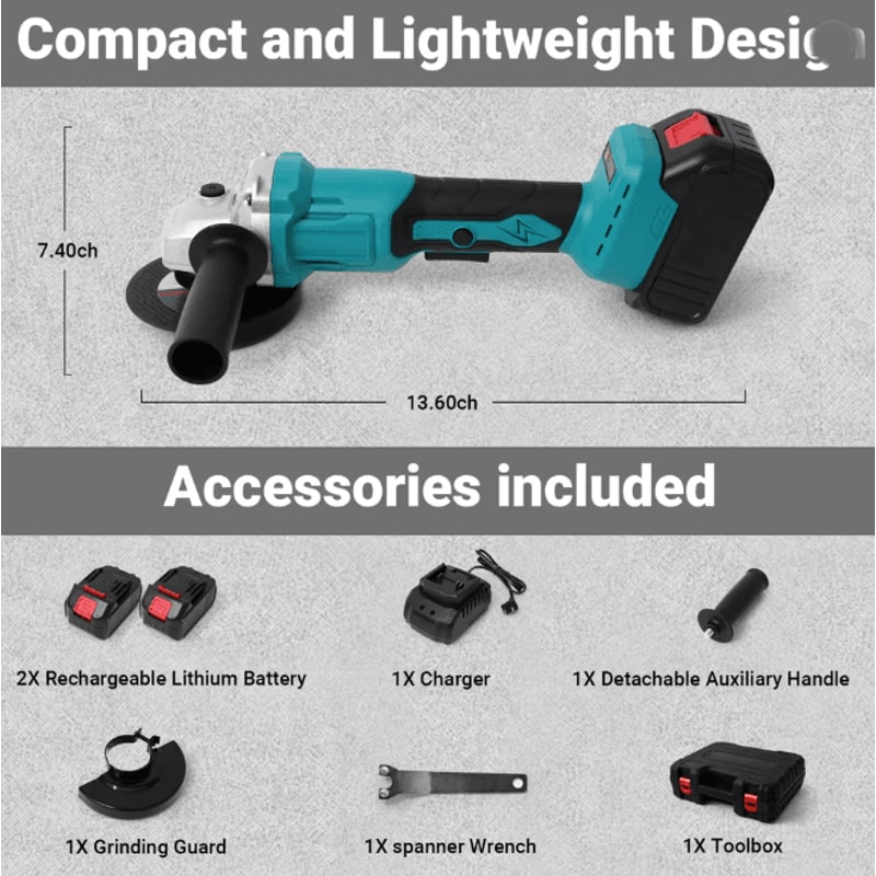 Cordless Angle Grinder Brushless Power Tool Kit With Dual Batteries 3
