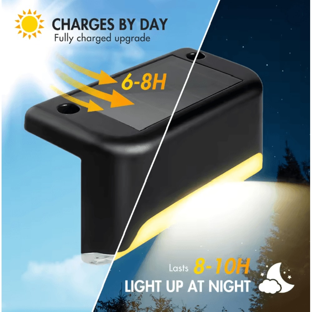 Solar Deck Lights Outdoor Waterproof LED Step Lights 4 Pack Warm White 1
