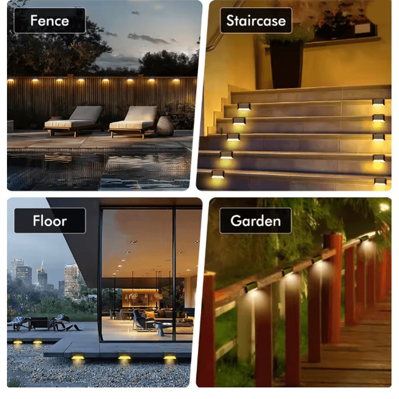 Solar Deck Lights Outdoor Waterproof LED Step Lights 4 Pack Warm White 2