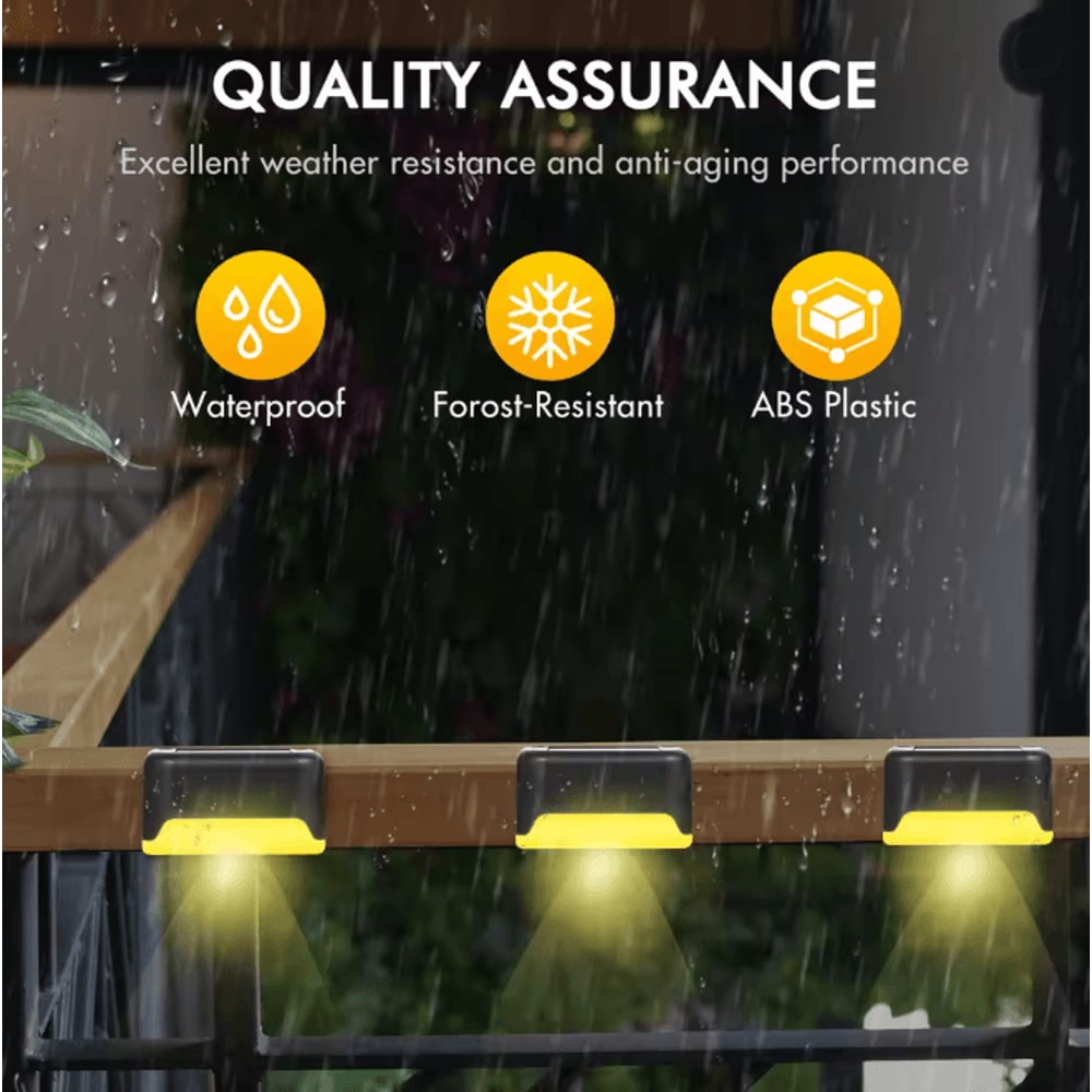 Solar Deck Lights Outdoor Waterproof LED Step Lights 4 Pack Warm White 3