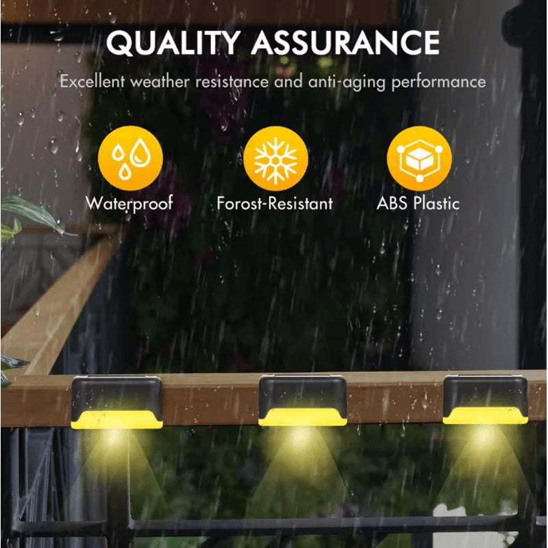 Solar Deck Lights Outdoor Waterproof LED Step Lights 4 Pack Warm White 3