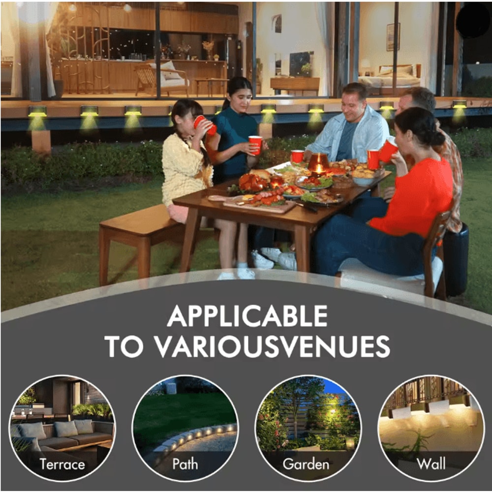 Solar Deck Lights Outdoor Waterproof LED Step Lights 4 Pack Warm White 4