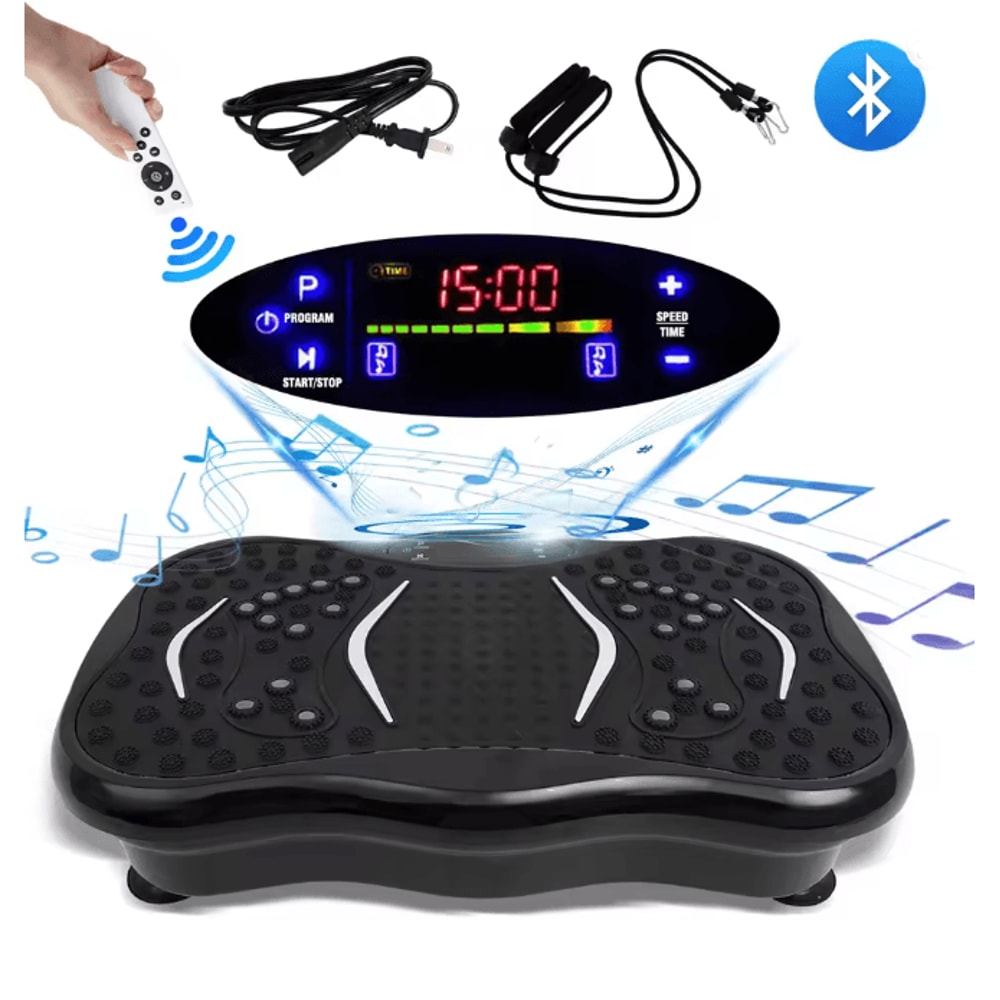Vibration Plate Exercise Machine Full Body Workout Trainer With Resistance Bands 5