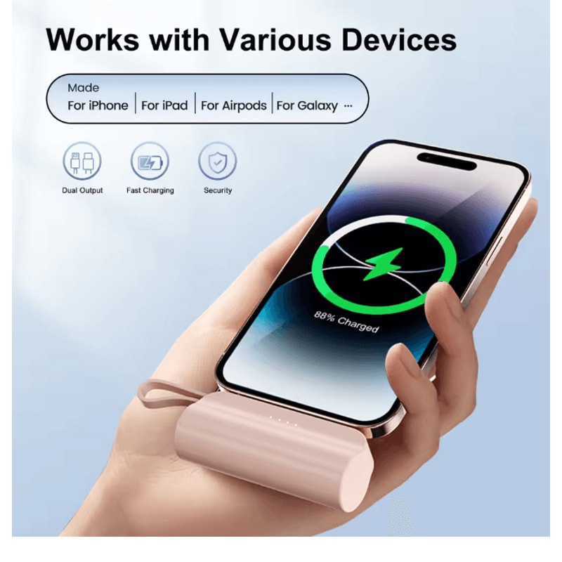 Mini Power Bank Portable USB C Phone Charger Compact Capsule Battery Pack 1