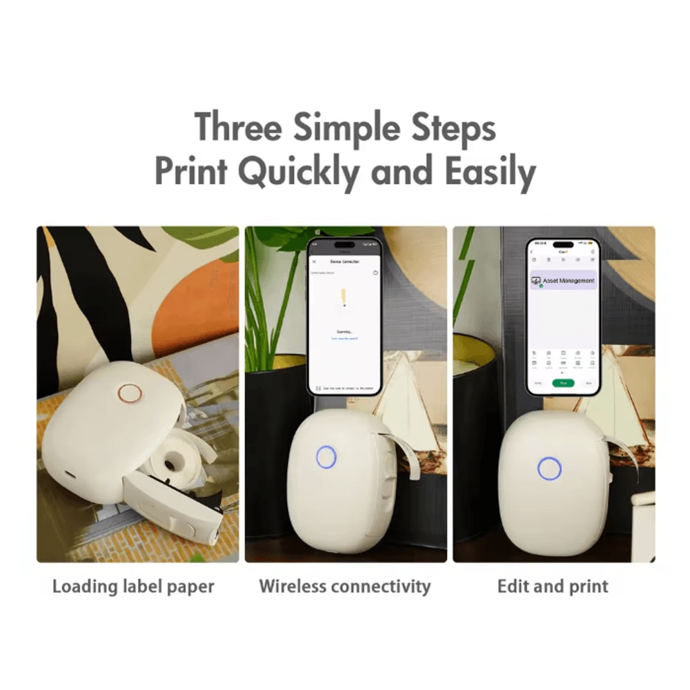 Mini Portable Wireless Label Maker Inkless Thermal Pocket Printer 3