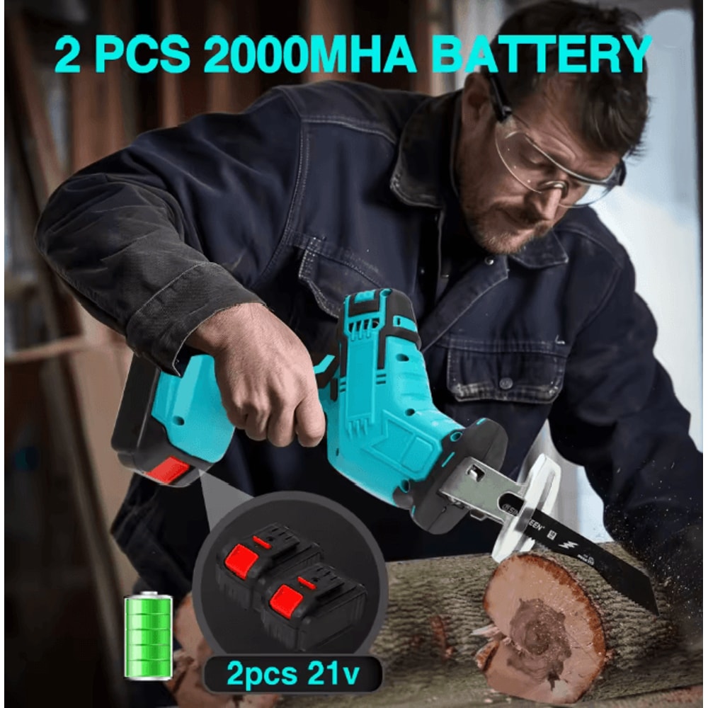 Cordless Reciprocating Saw 21V High Speed Power Cutter With Dual Batteries 3