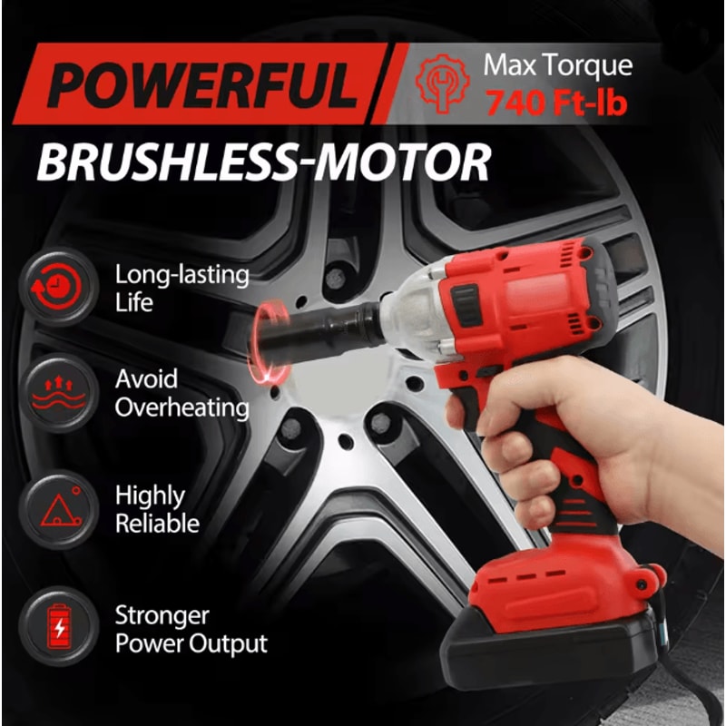 High Torque Cordless Impact Wrench Brushless 20V Power Tool With Batteries 2