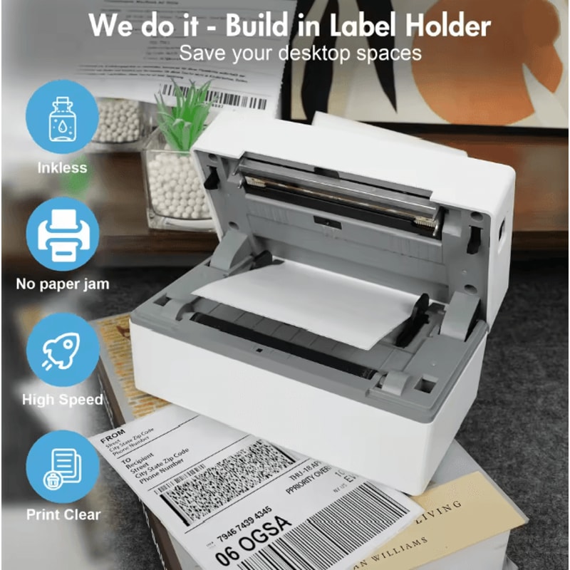 Portable Thermal Label Printer 4x6 Inkless Shipping Label Printer For Small Business 1