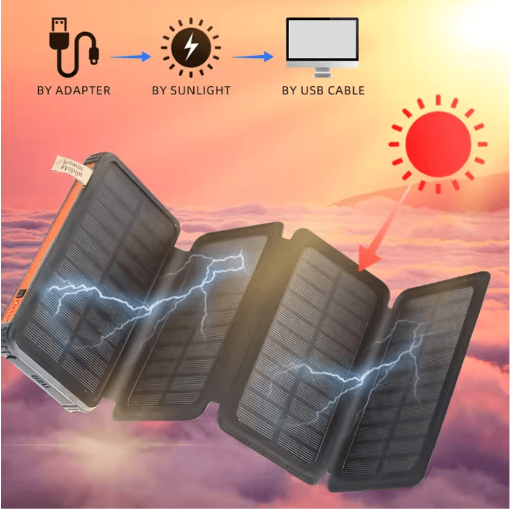 20000mAh Solar Power Bank High Capacity Portable Charger With Dual USB And LED Light 1