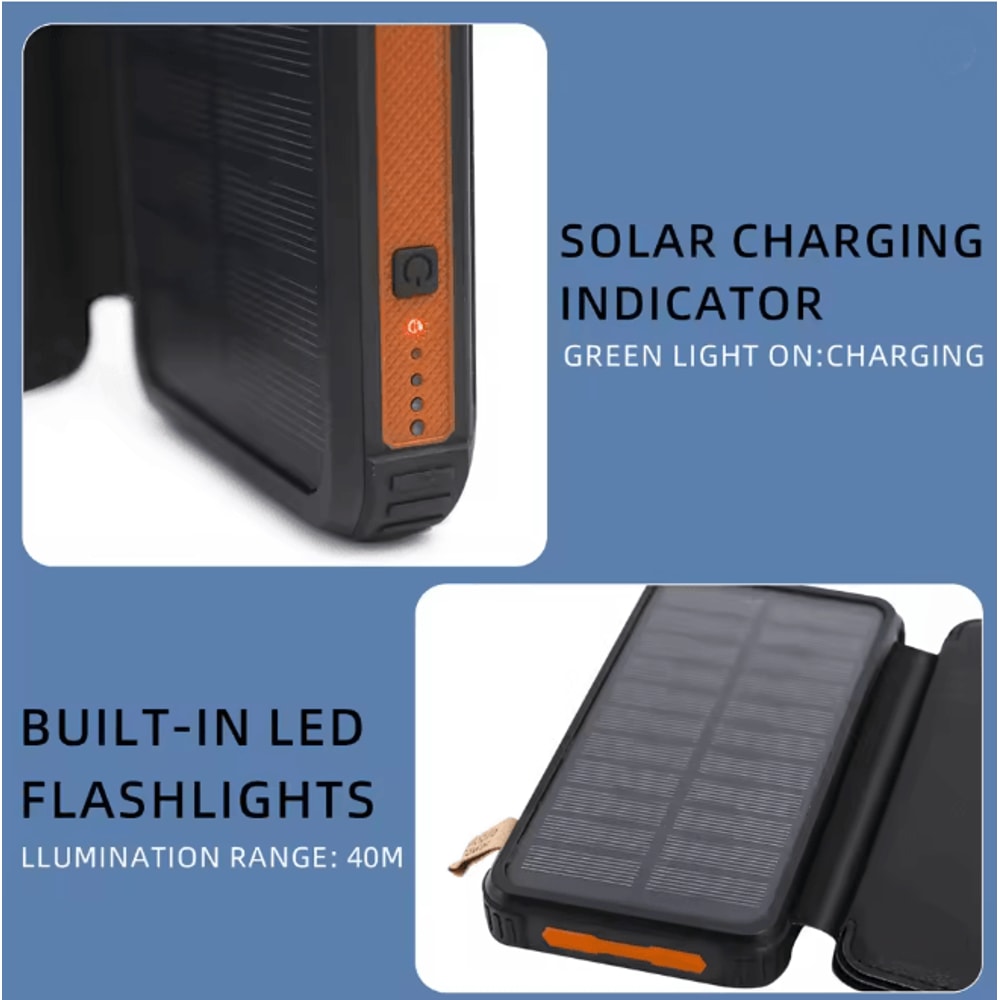 20000mAh Solar Power Bank High Capacity Portable Charger With Dual USB And LED Light 2