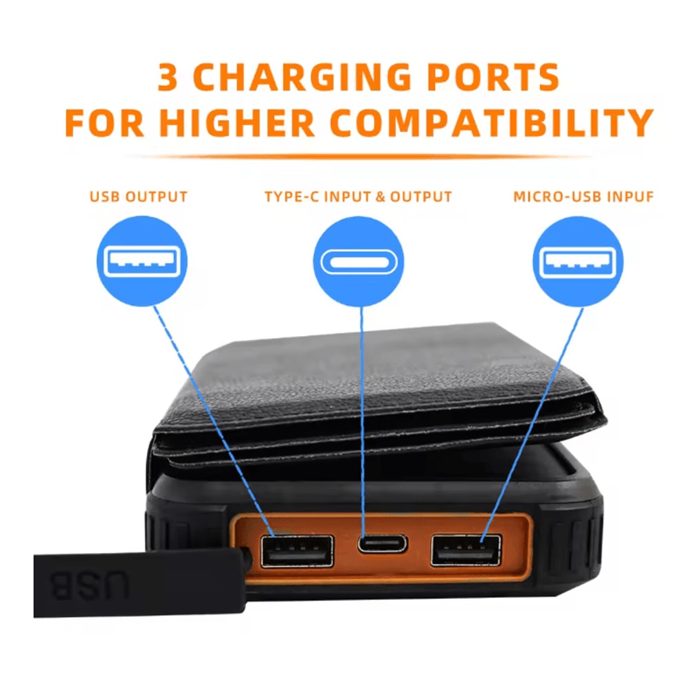 20000mAh Solar Power Bank High Capacity Portable Charger With Dual USB And LED Light 4