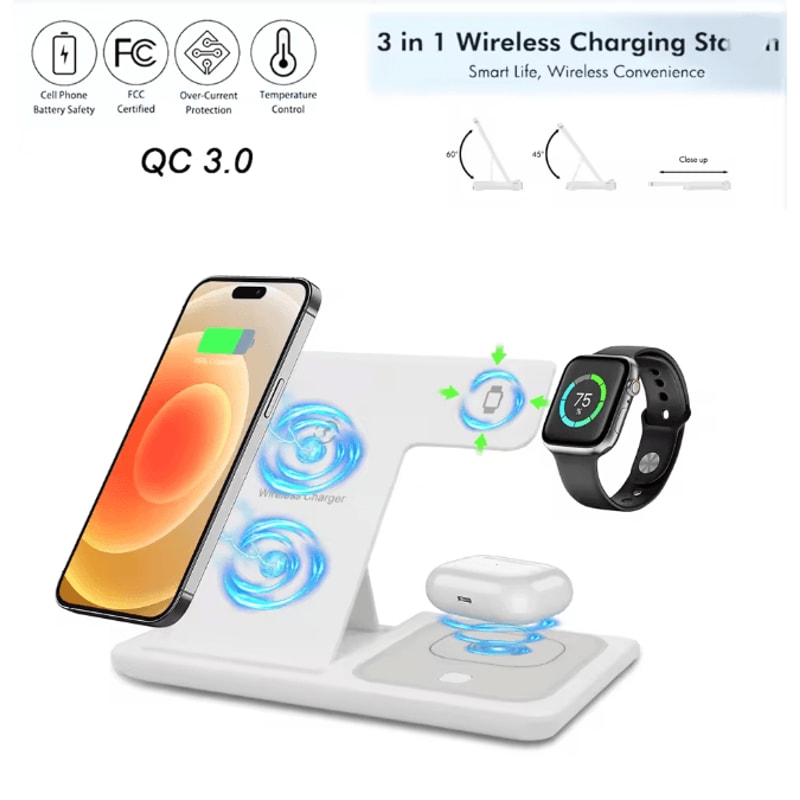 3 In 1 Magnetic Wireless Charging Station Fast Charger For IPhone Watch And AirPods 0