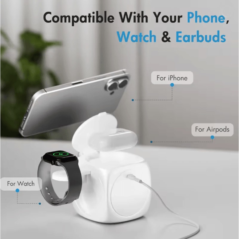 3 In 1 Magnetic Wireless Charging Station Foldable Fast Charger For IPhone 1