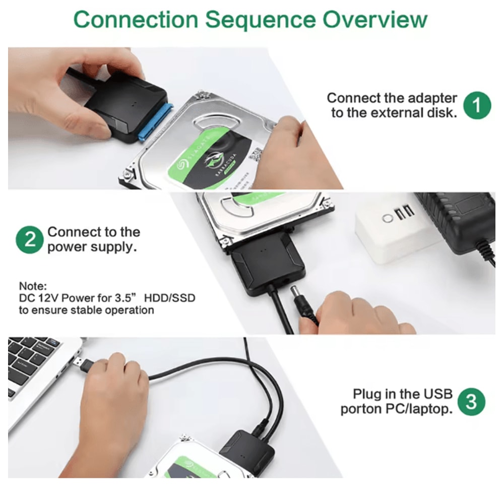 SATA To USB 30 Adapter Cable For SSD And HDD With Power Supply 3
