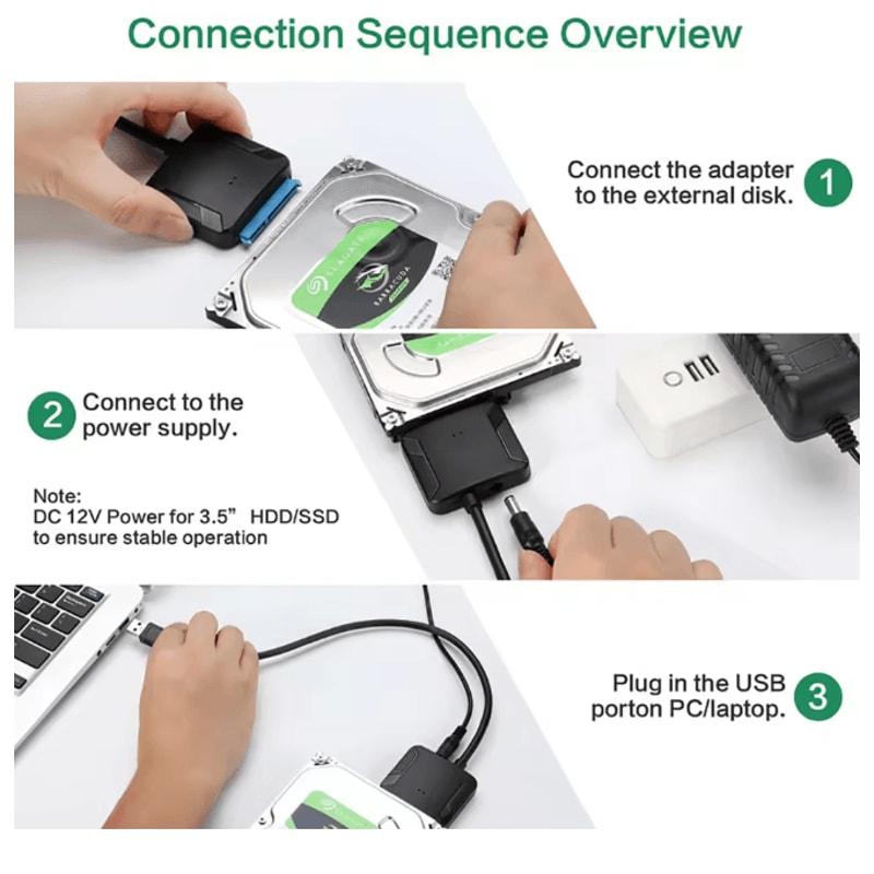 SATA To USB 30 Adapter Cable For SSD And HDD With Power Supply 3