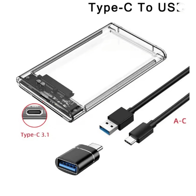 Transparent External Hard Drive Enclosure For 25 Inch SSD And HDD 2
