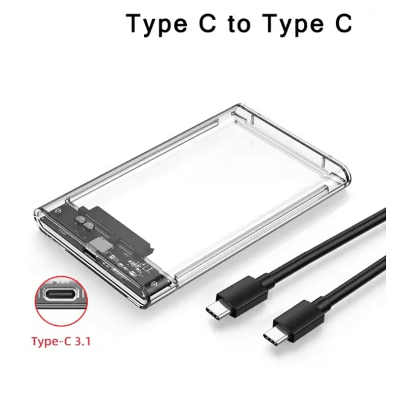 Transparent External Hard Drive Enclosure For 25 Inch SSD And HDD 6