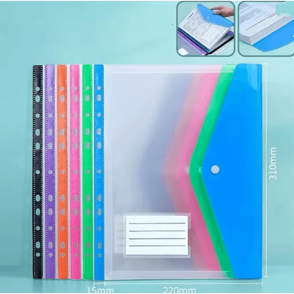 Large Capacity A4 Loose Leaf Folder Set With Button Closure 4