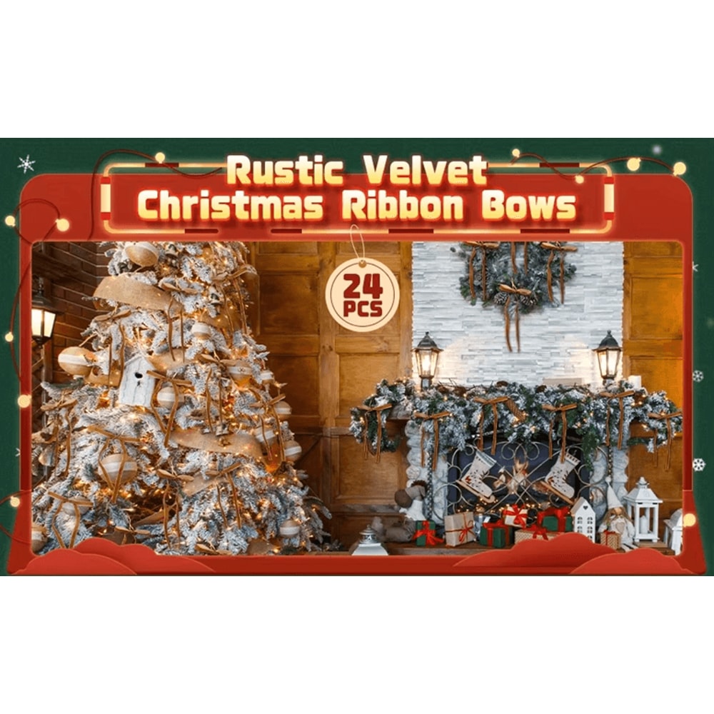 Velvet Christmas Bow Set For Tree And Holiday Decor 0