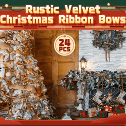 velvet christmas bow set for tree and holiday decor