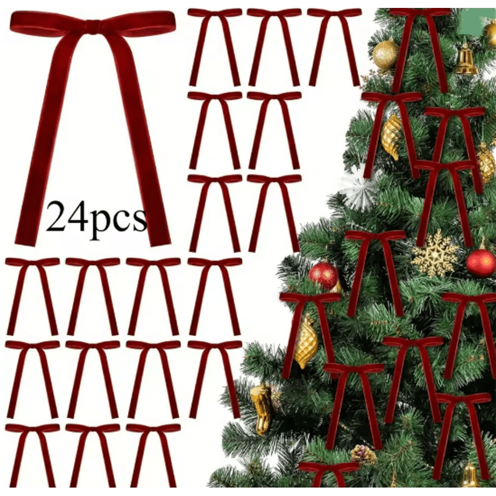 Velvet Christmas Bow Set For Tree And Holiday Decor 3