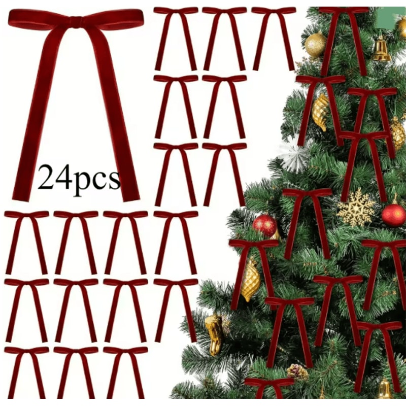 Velvet Christmas Bow Set For Tree And Holiday Decor 3