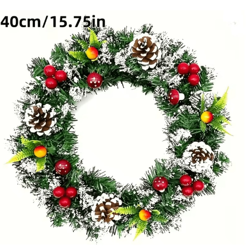 Classic Christmas Wreath With Red Berries And Mushrooms 3