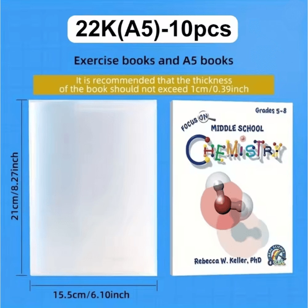 ClearGuard Waterproof Book Covers Transparent Self Adhesive Protective Sleeves 10 Pack 5