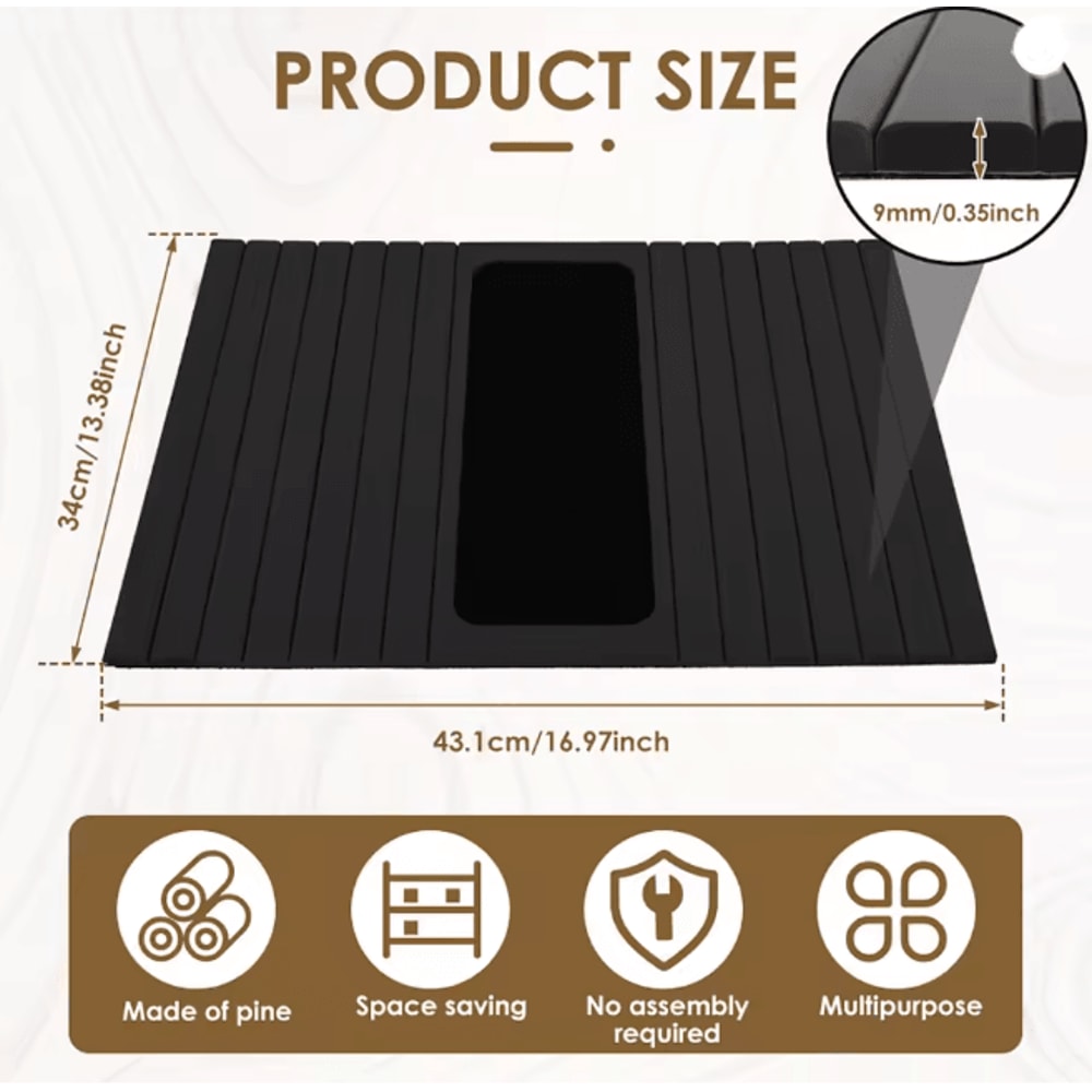 BambooGrip Couch Cup Holder Sofa Armrest Tray Anti Slip Foldable Organizer 9