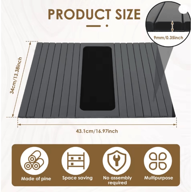 BambooGrip Couch Cup Holder Sofa Armrest Tray Anti Slip Foldable Organizer 10