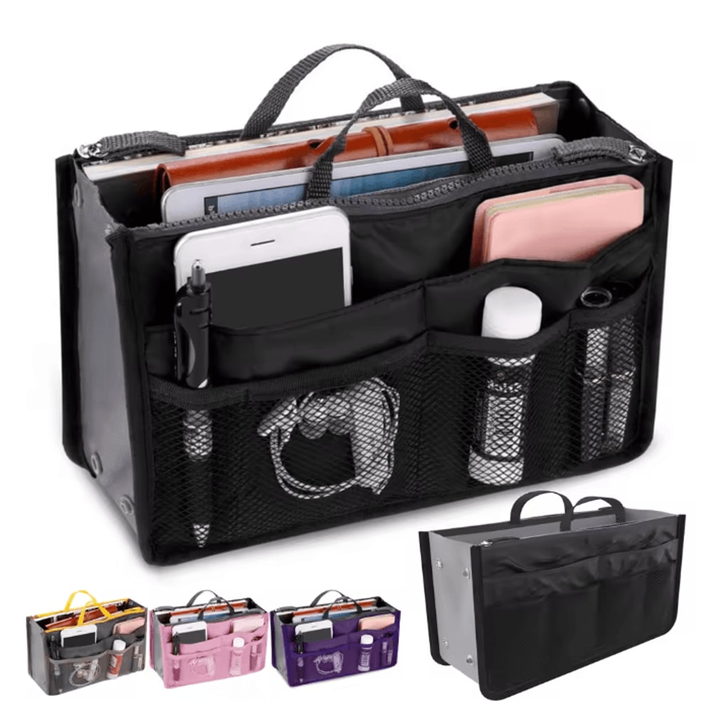 OrganizeEase Handbag Insert Organizer Nylon Purse Liner Travel Tote 0