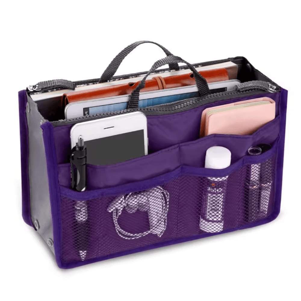 OrganizeEase Handbag Insert Organizer Nylon Purse Liner Travel Tote 6