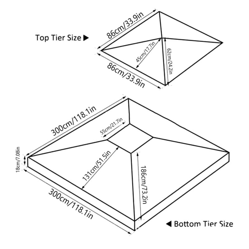 GardenShade Gazebo Canopy Replacement Top 3x3M Outdoor Patio Roof Cover 3