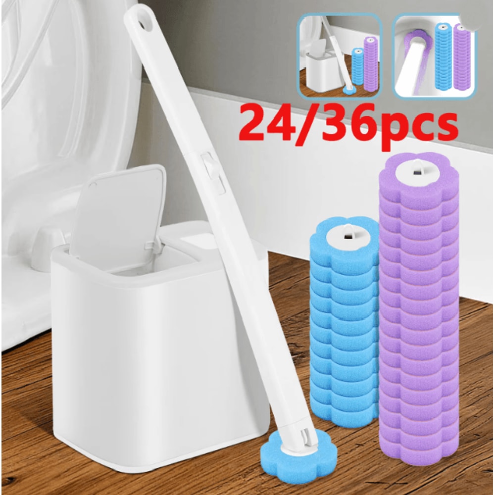 CleanSnap Disposable Toilet Brush Kit Long Handle Wall Mounted Cleaning Set 0