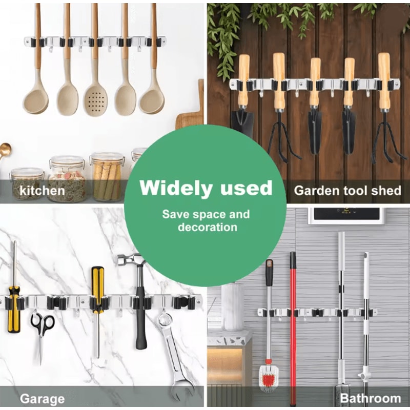 SteelHold Wall Mounted Mop And Broom Organizer Stainless Steel Holder 3