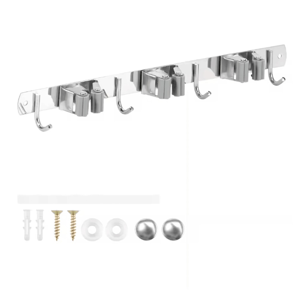 SteelHold Wall Mounted Mop And Broom Organizer Stainless Steel Holder 4