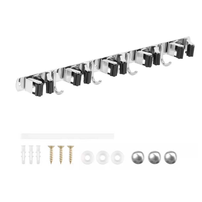 SteelHold Wall Mounted Mop And Broom Organizer Stainless Steel Holder 5