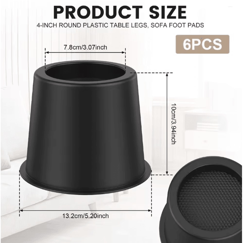 LiftPro Heavy Duty Furniture Risers Rubber Sofa Bed Cabinet Feet Set 6