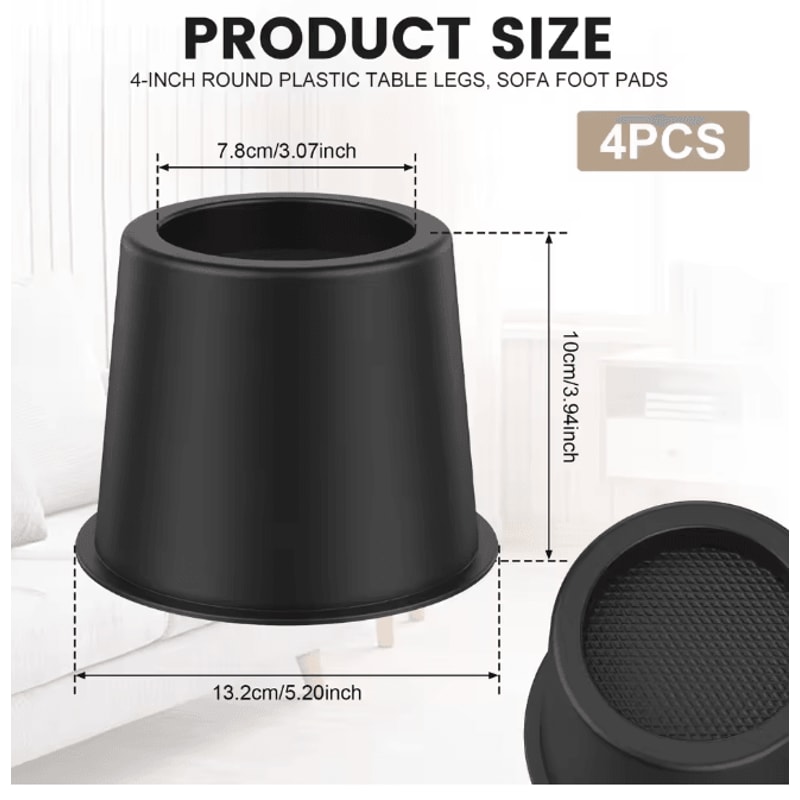 LiftPro Heavy Duty Furniture Risers Rubber Sofa Bed Cabinet Feet Set 7