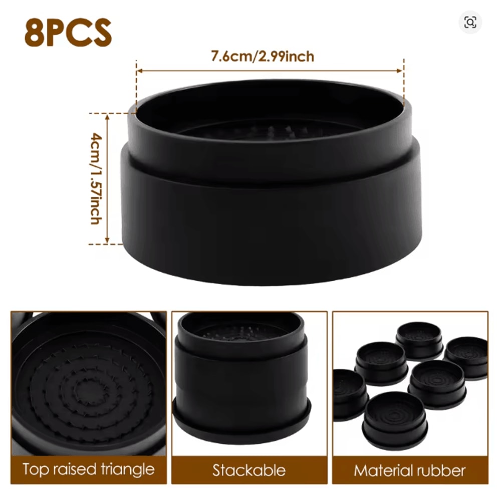 LiftPro Heavy Duty Furniture Risers Rubber Sofa Bed Cabinet Feet Set 8